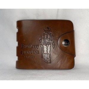 Men Bense Genuine Leather Cowboy Carry Brown Wallet Bi Fold Zipper Snap Close